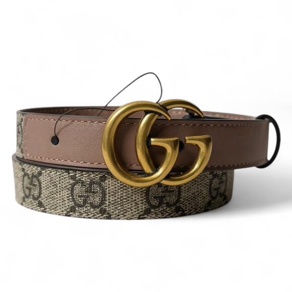 Gucci Tess Supreme Monogram Calf Leather Belt Ebony Rose Size 75/30 - Picture 1 of 10